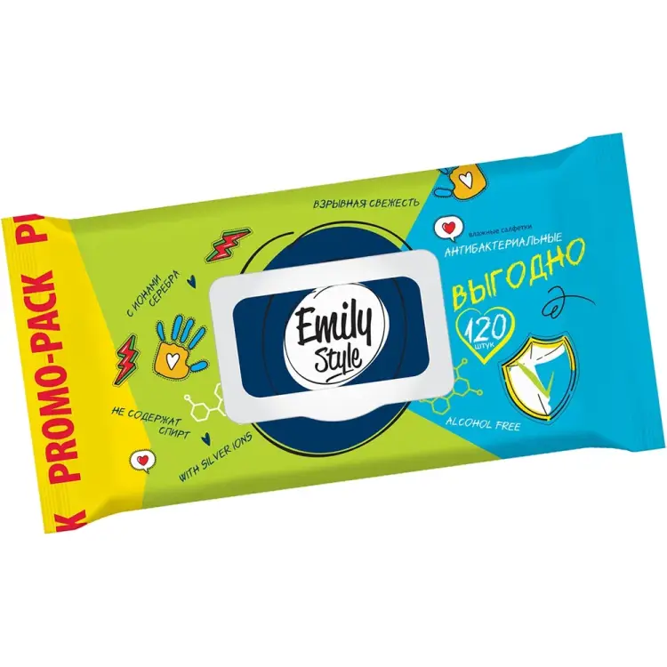 Влажные антибактериальные салфетки Emily Style 275897