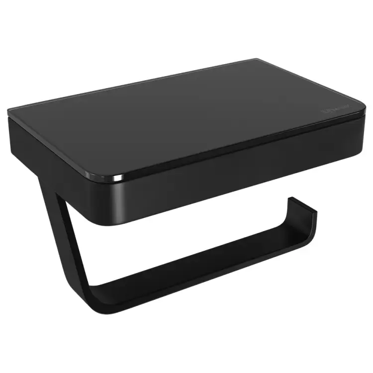 Держатель для туалетной бумаги Lemark GLASS LINE с полкой, черный/черное стекло 9722030 Держатель для туалетной бумаги Lemark GLASS LINE с полкой, черный/черное стекло 9722030