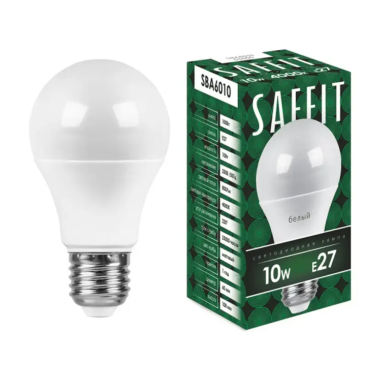 Светодиодная лампа SAFFIT E27 10W 4000K SBA6010 55005