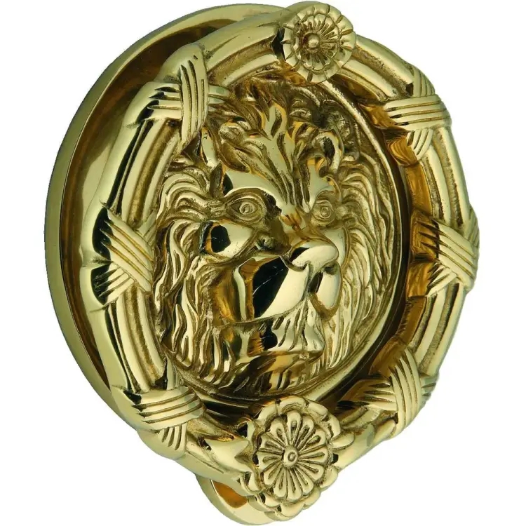 Дверная ручка кольцо Левша L.Baskerville LB-525 Lion Round 1, золото У2-0069.З