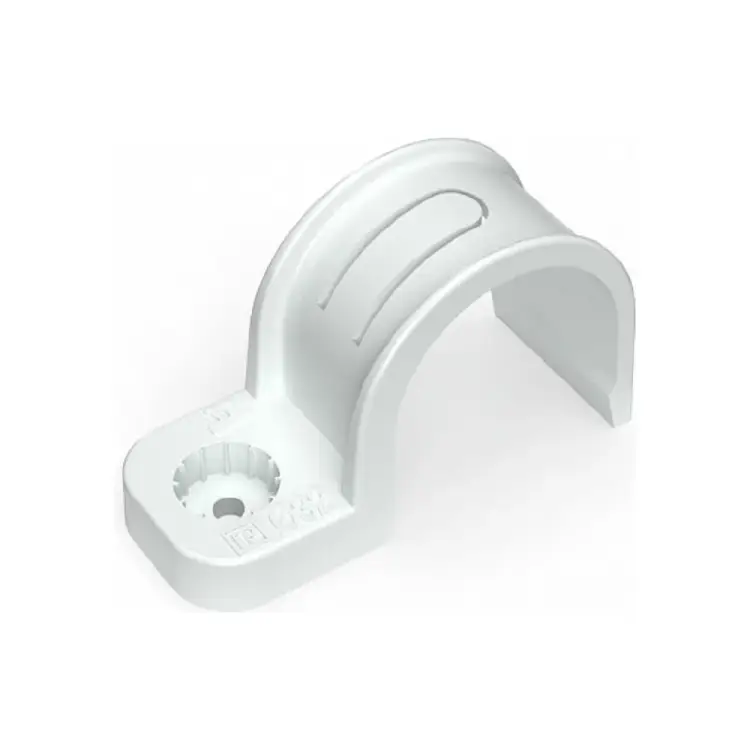 Односторонняя пластиковая крепеж-скоба для прямого монтажа Промрукав белая, в п/э, д 32 PR13.0379