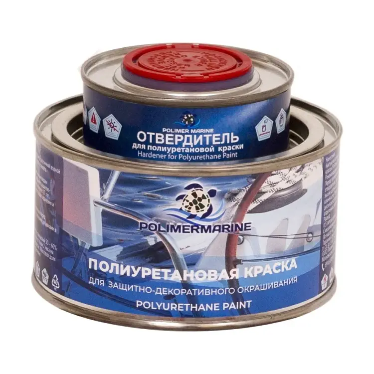 Двухкомпонентная полиуретановая краска POLIMER MARINE 2К 0.5КППГжлт