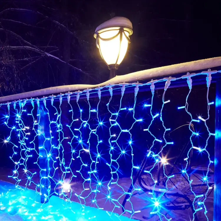 Гирлянда Neon-Night ДОЖДЬ занавес 2х1,5м, белый провод, мерцающий Flashing, 360LED синие 235-223