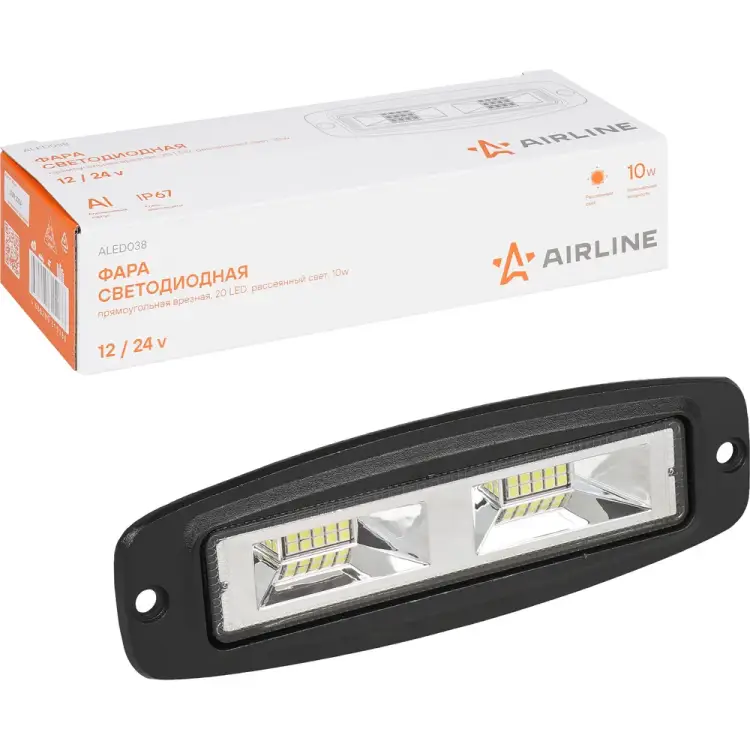 Светодиодная прямоугольная врезная фара Airline ALED038