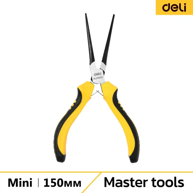 Удлиненные мини-тонкогубцы DELI DL103202 150мм двухкомпонентная рукоять 147015 Удлиненные мини-тонкогубцы DELI DL103202 150мм двухкомпонентная рукоять 147015