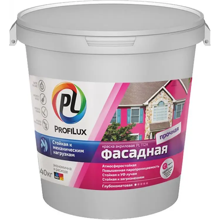 Фасадная влагостойкая воднодисперсионная краска Profilux PL-112А Н0000001056 Фасадная влагостойкая воднодисперсионная краска Profilux PL-112А Н0000001056