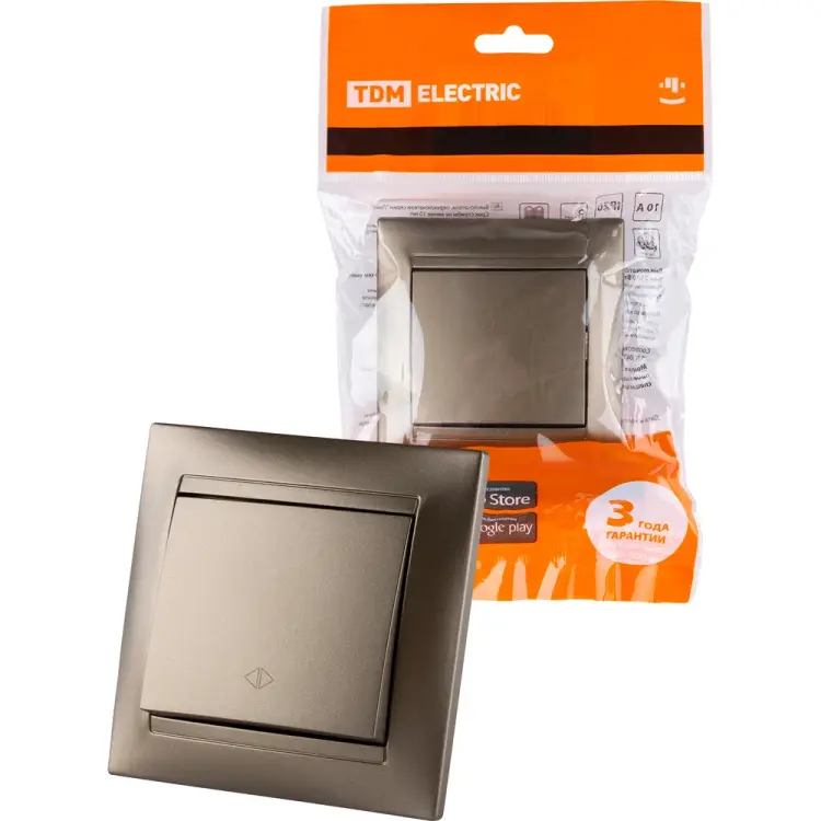 Перекрестный одноклавишный выключатель TDM ELECTRIC Лама SQ1815-0736