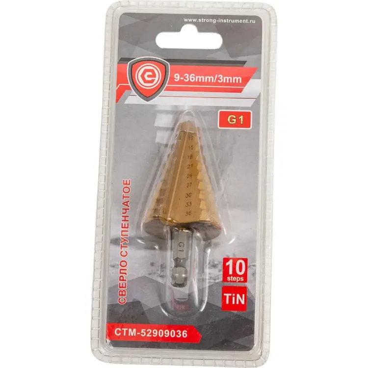 Ступенчатое сверло для цветных металлов Strong СТМ-52909036