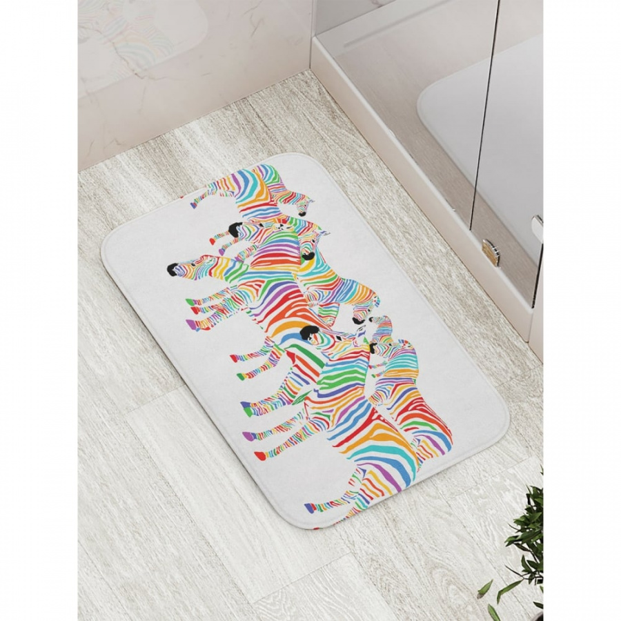 Противоскользящий коврик для ванной, сауны, бассейна JOYARTY Радужные зебры