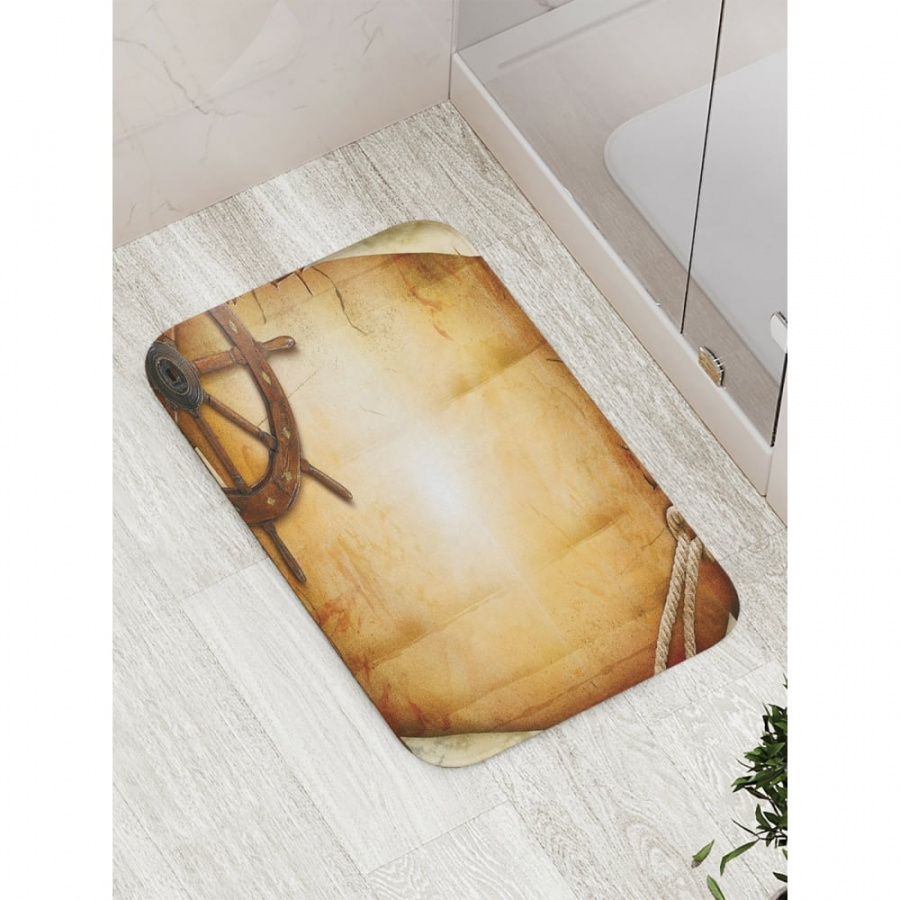 Противоскользящий коврик для ванной, сауны, бассейна JOYARTY Штурвал на пергаменте