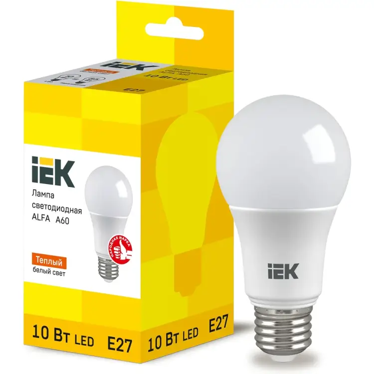 Лампа IEK LED ALFA A60 груша 10Вт 230В 3000К E27 LLA-A60-10-230-30-E27