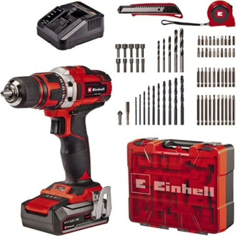 Аккумуляторная дрель Einhell PXC TE-CD 18/40 Li +69