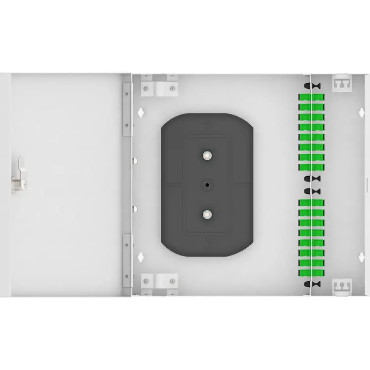 Одномодовый укомплектованный настенный оптический кросс TopLan КРН-Top-16SC/A-OS2-GY