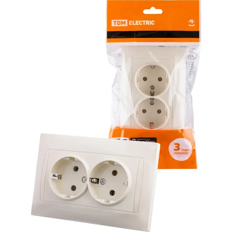 Двойная розетка TDM ELECTRIC Лама SQ1815-0125