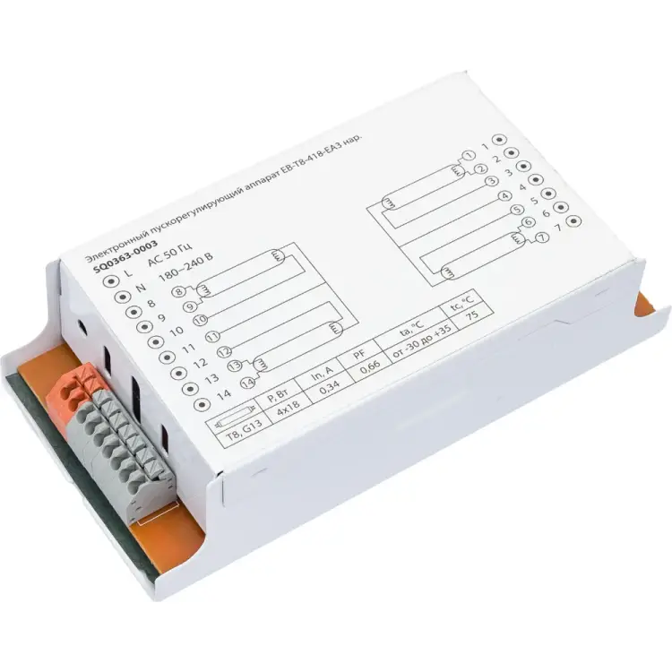 Электронный пускорегулирующий трансформатор TDM ELECTRIC EB-T8-418-EA3 SQ0363-0003 Электронный пускорегулирующий трансформатор TDM ELECTRIC EB-T8-418-EA3 SQ0363-0003
