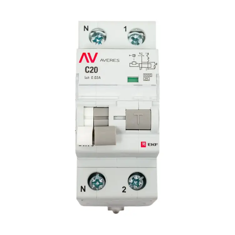 Дифференциальный автомат EKF DVA-6 AVERES rcbo6-1pn-20C-30-a-av