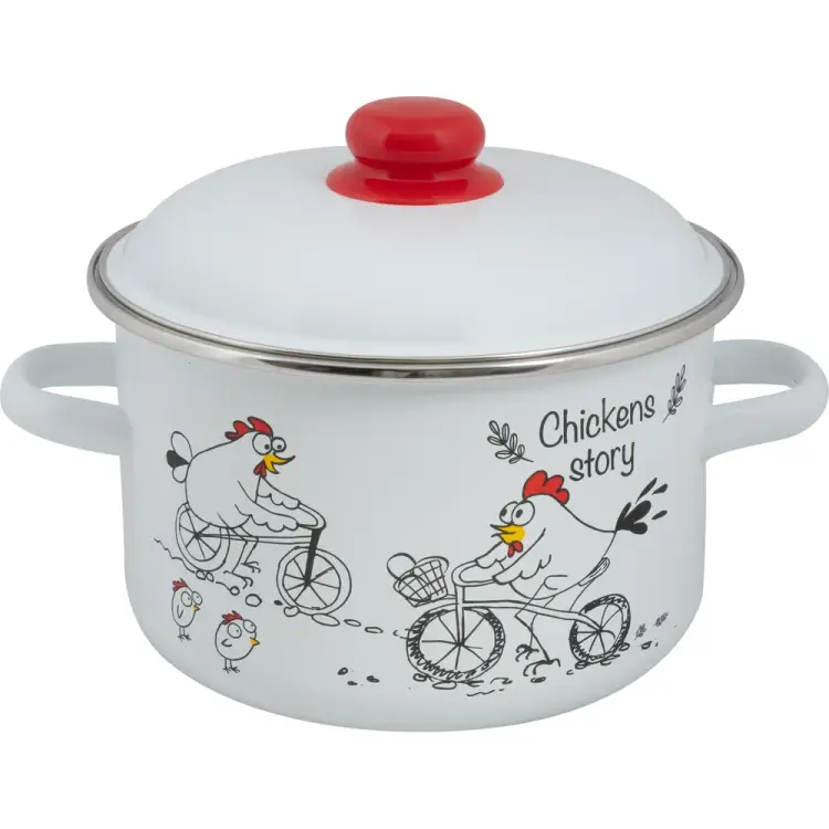 Цилиндрическая эмалированная кастрюля Food Atelier Chickens’stories 1RD201M Chickens Цилиндрическая эмалированная кастрюля Food Atelier Chickens’stories 1RD201M Chickens