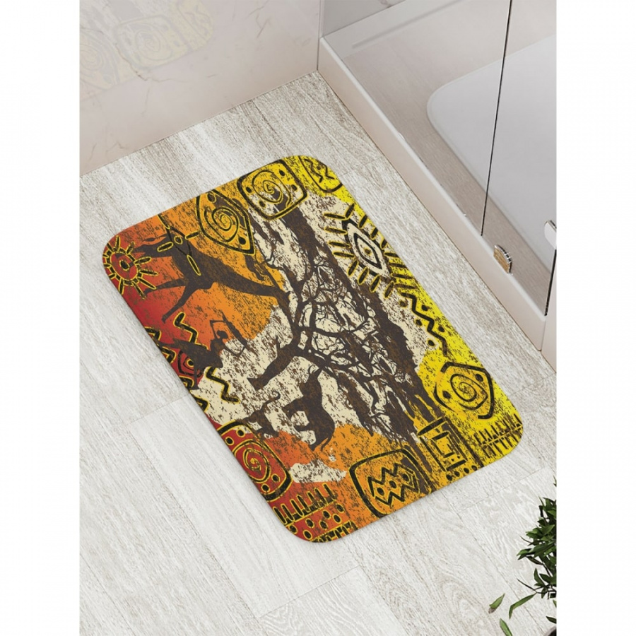 Противоскользящий коврик для ванной, сауны, бассейна JOYARTY Африканские знаки