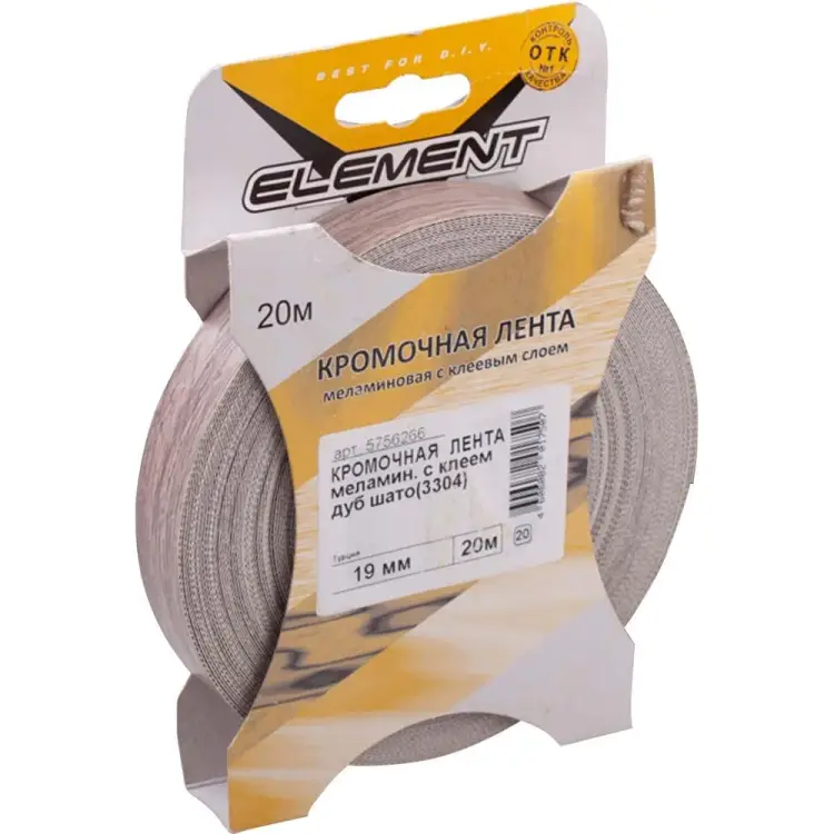 Меламиновая кромочная лента ELEMENT с клеем 19мм дуб шато 20 м 236330 236330