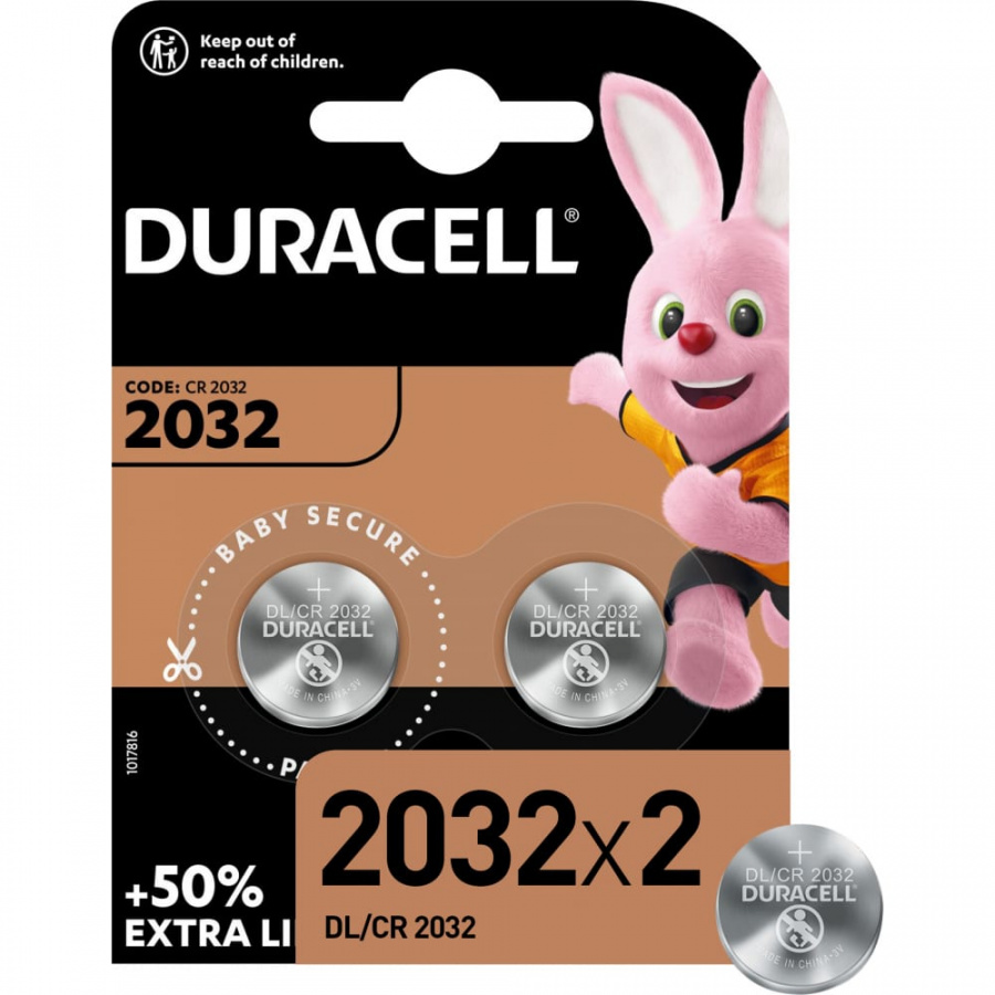 Литиевые батарейки Duracell CR2032-2BL