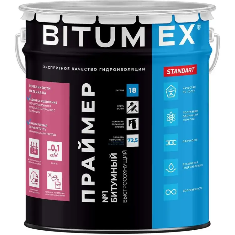 Быстросохнущий битумный праймер BITUMEX ПБ-042 Быстросохнущий битумный праймер BITUMEX ПБ-042