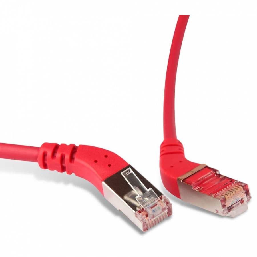 Угловой экранированный патч-корд Hyperline PC-APM-STP-RJ45/R45-RJ45/R45-C6-1M-LSZH-RD