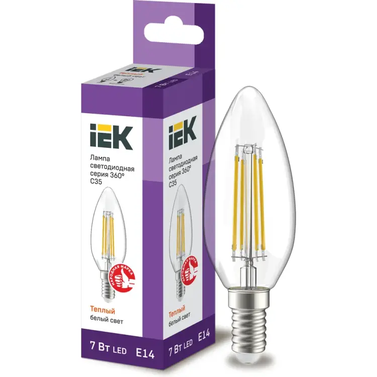 Лампа IEK серия 360 LLF-C35-7-230-30-E14-CL