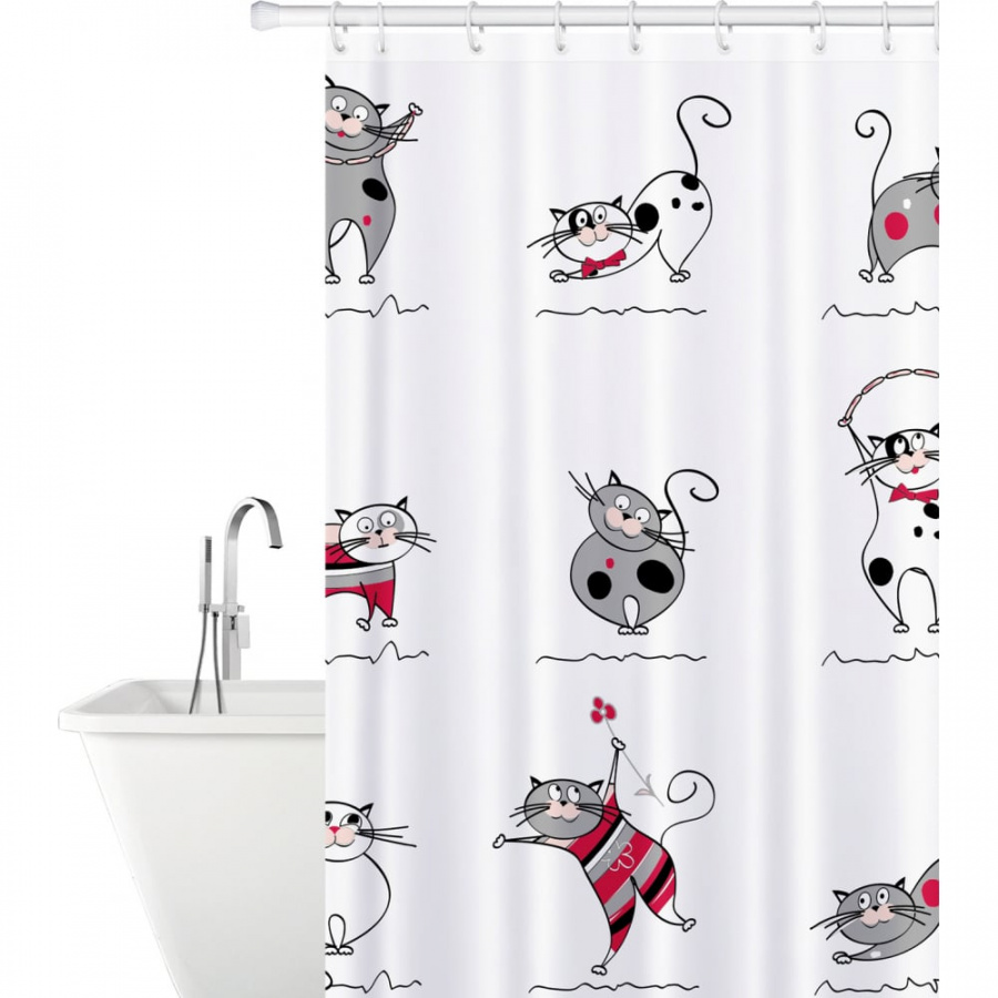 Штора для ванной Tatkraft FUNNY CATS TEXTILE