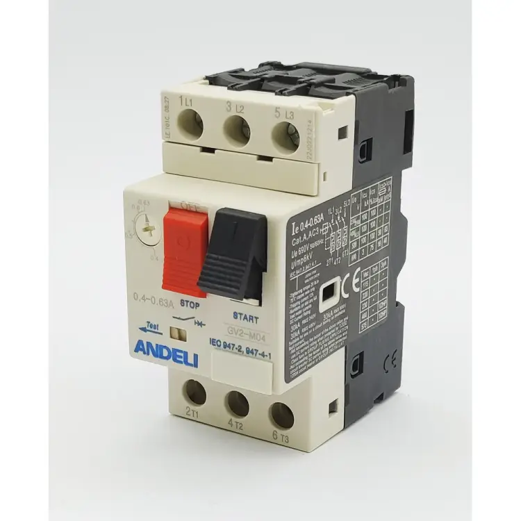 Пускатель ANDELI gv2-m04 0.4а~0.63а кнопочный ADL06-603