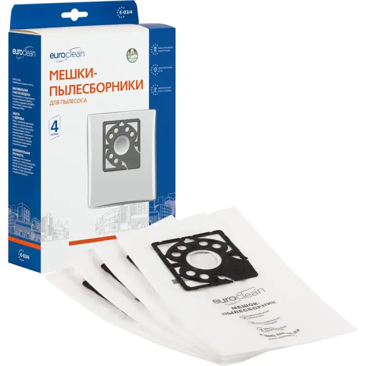 Многослойные синтетические мешки-пылесборники для пылесоса SAMSUNG EURO Clean E-03/4