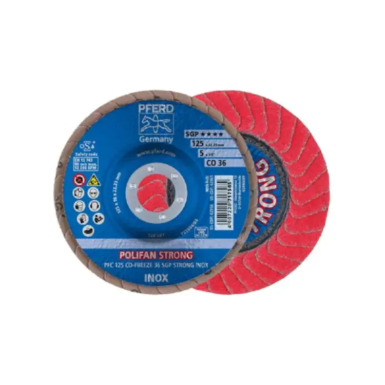 Шлифовальный лепестковый круг PFERD PFC 125 CO-FREEZE 36 SGP STRONG INOX 67789025