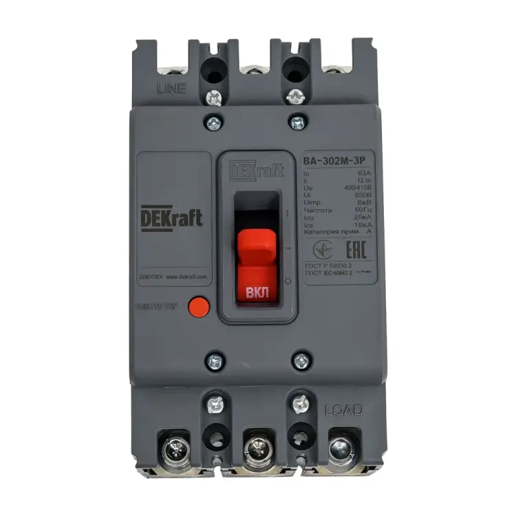 Силовой автоматический выключатель для защиты двигателя DEKraft ВА-302 22807DEK