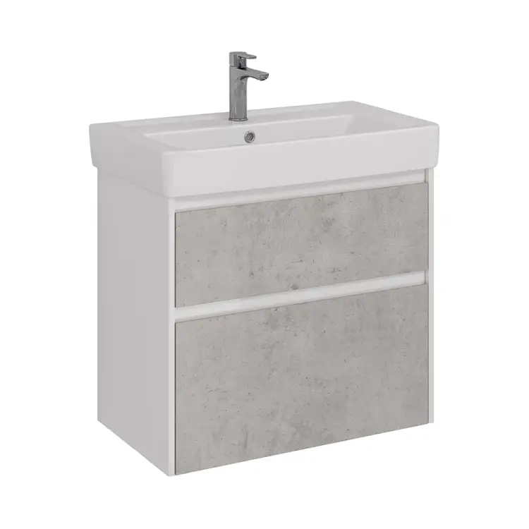 Тумба Lemark COMBI 80 см под 1 раковину, подвесная/напольная, 2 ящика, цвет фасада: Бетон, цвет корпуса: Белый гл LM03C80T-Beton Тумба Lemark COMBI 80 см под 1 раковину, подвесная/напольная, 2 ящика, цвет фасада: Бетон, цвет корпуса: Белый гл LM03C80T-Beton