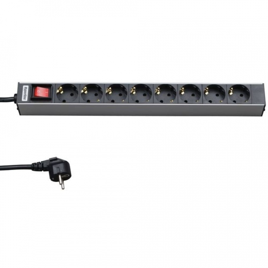 Блок электрических розеток для 19" шкафов Hyperline SHT19-8SH-S-2.5EU
