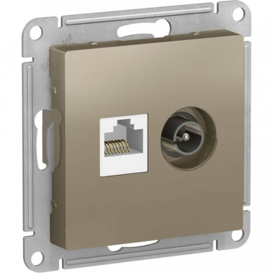 Розетка Schneider Electric ТВ + компьютерная RJ45 2-ая Шампань категории 5Е