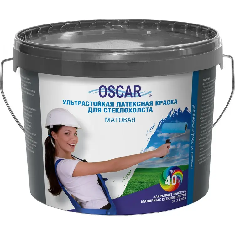 Ультрастойкая латексная краска для стеклохолста Oscar POs14 Ультрастойкая латексная краска для стеклохолста Oscar POs14