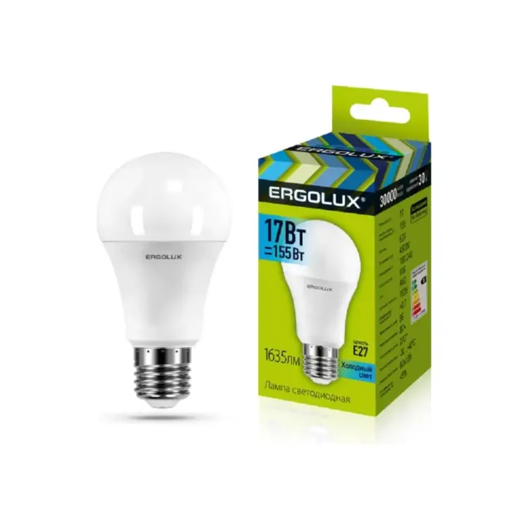 Светодиодная лампа Ergolux LED-A60-17W-E27-4K ЛОН 13180 Светодиодная лампа Ergolux LED-A60-17W-E27-4K ЛОН 13180