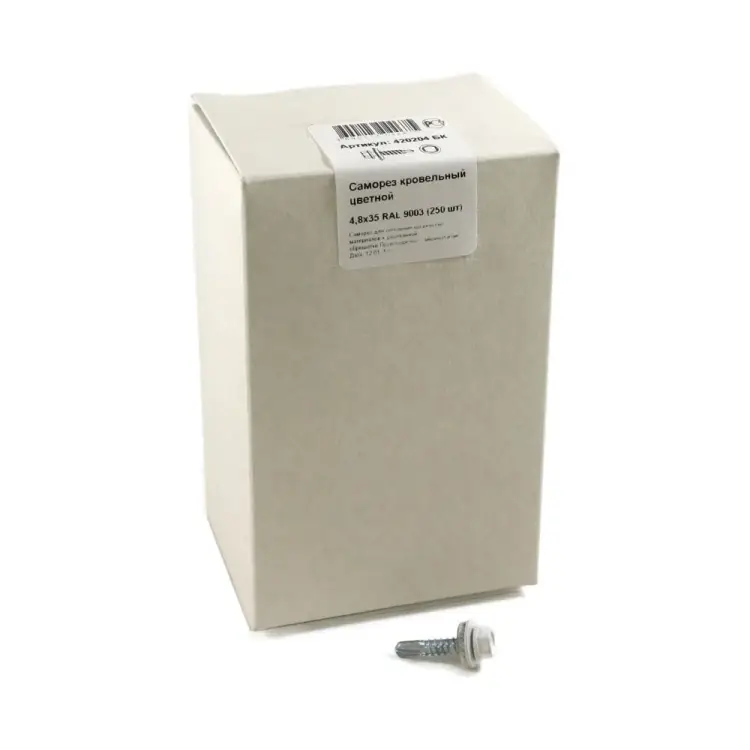 Кровельный саморез крепежная техника 4,8х35 RAL9003 белый (250 шт.) 420204