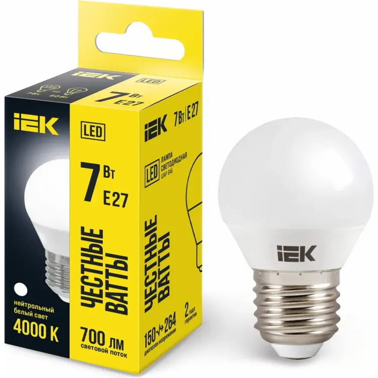 Светодиодная лампа IEK LLE-G45-7-230-40-E27