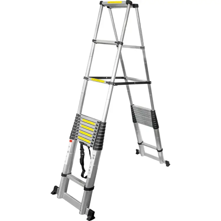 Телескопическая алюминиевая бытовая лестница стремянка Forsage F-UP500-2