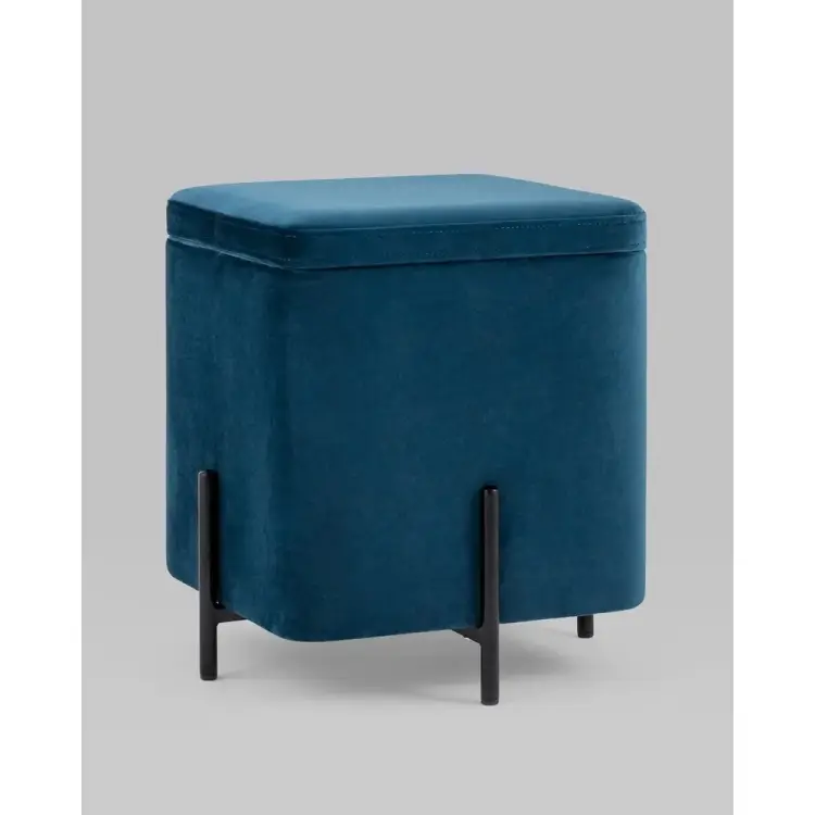 Пуф Стул Груп Грейс с ящиком для хранения, велюр, квадрат, синий vd-grays-kv-b29 Пуф Стул Груп Грейс с ящиком для хранения, велюр, квадрат, синий vd-grays-kv-b29