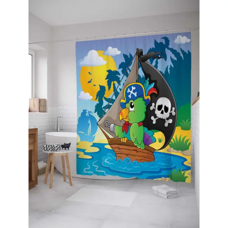 Шторка-занавеска для ванной JOYARTY Корабль попугая sc_12042