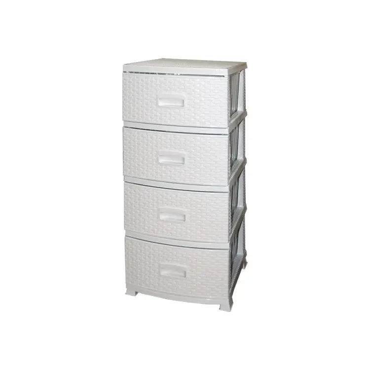 Комод РОССПЛАСТ ДЕКОР 4 ярус Ротанг белый В95*Ш38*Г47 527776