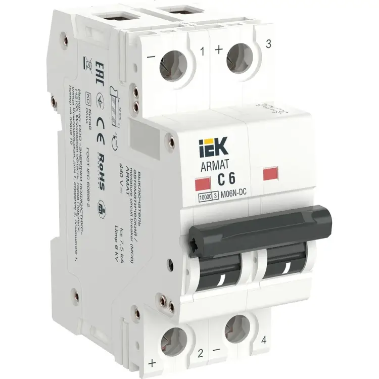 Автоматический выключатель IEK armat m06n-dc AR-M06N-2-C006DC