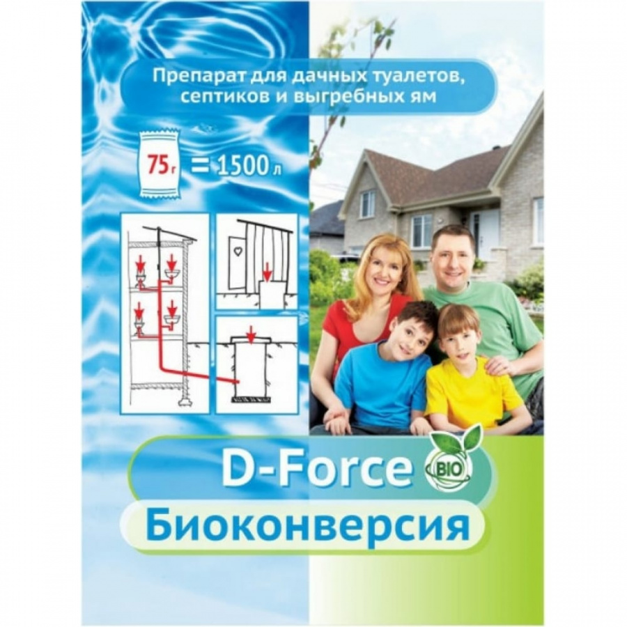 Средство для септиков и дачных туалетов Ваше Хозяйство D-Force Биоконверсия
