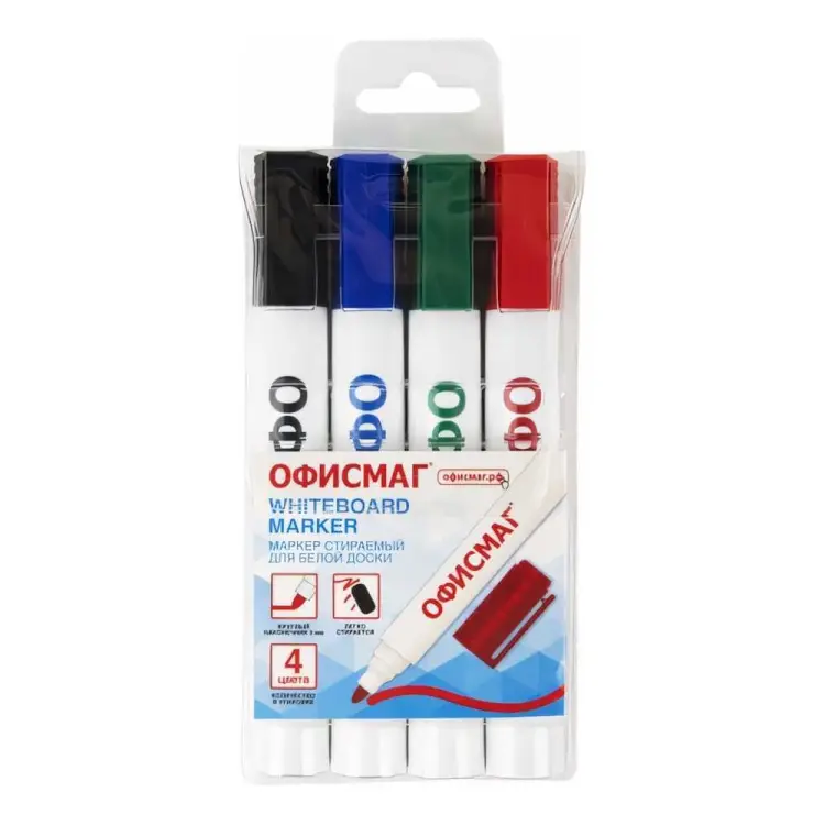 Стираемые маркеры для белой доски ОФИСМАГ 152222