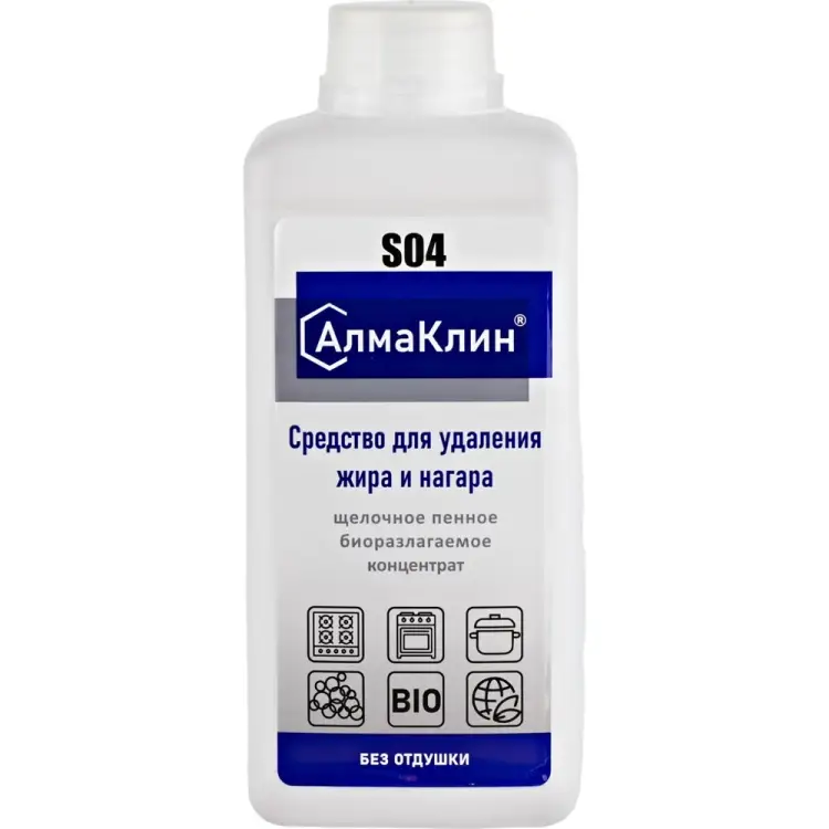 Щелочное моющее средство для мойки грилей и духовок ООО "БАЗОВАЯ ДЕЗИНФЕКЦИЯ" АлмаКлин S04 S04-1Л