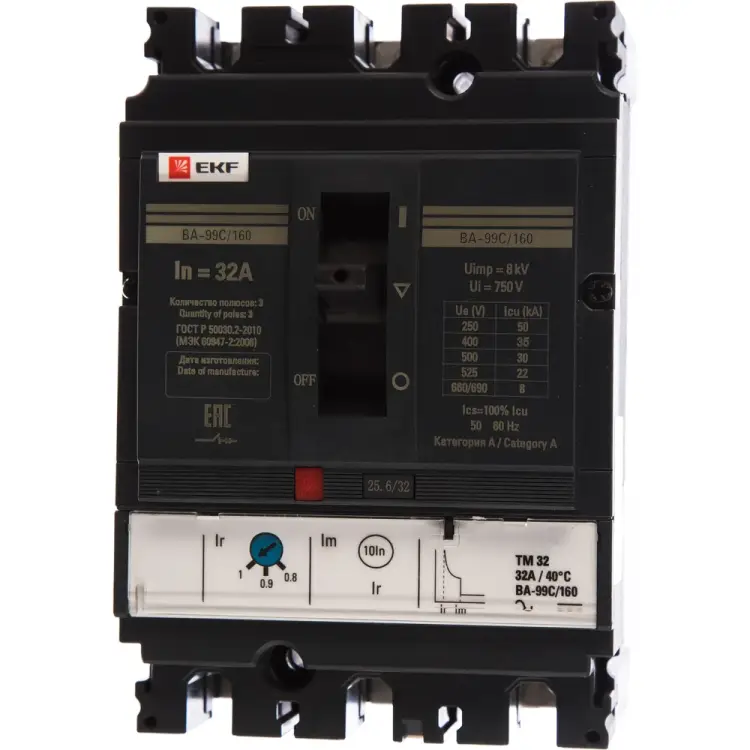 Трехполюсный автомат EKF ВА-99C mccb99C-160-32