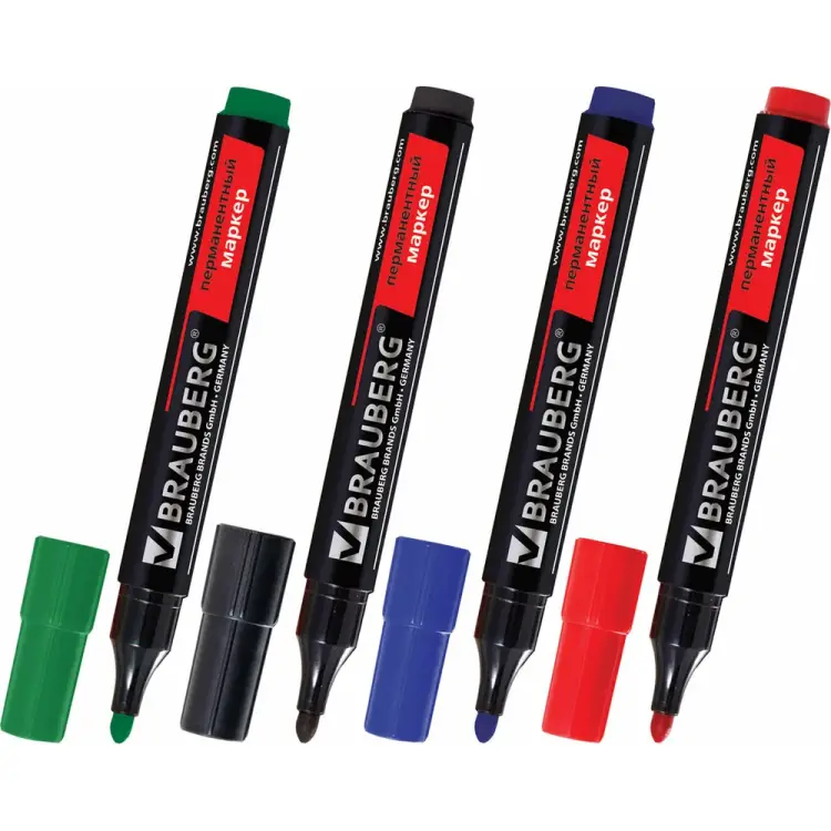 Круглые нестираемые перманентные маркеры BRAUBERG Contract 150474