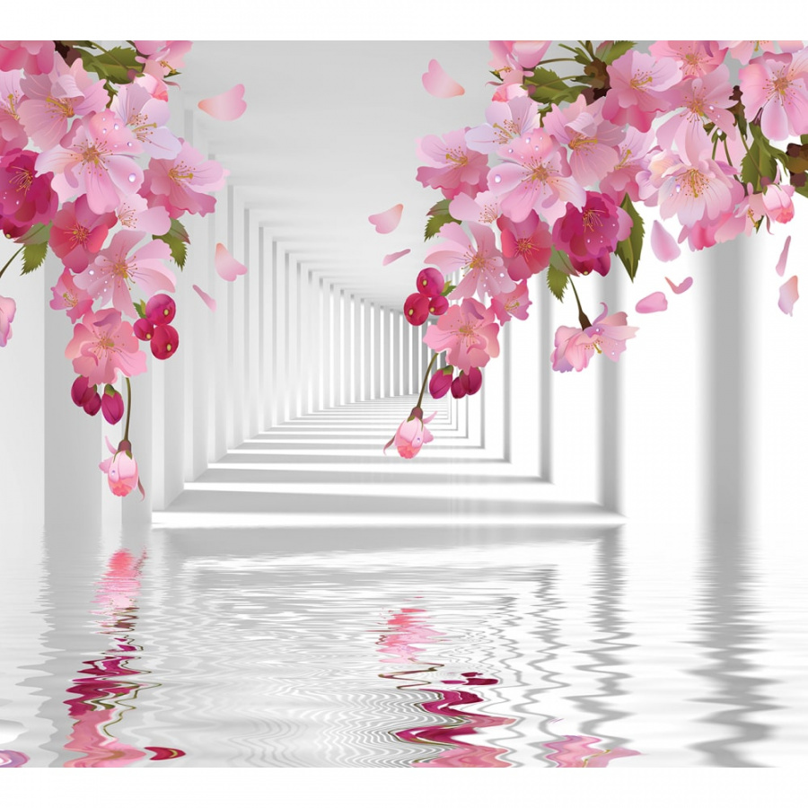 Фотообои DIVINO Розовые цветы в тоннеле